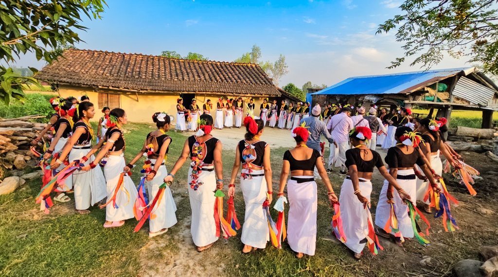 दसैँको रौनकसँगै थारू बस्तीमा गुञ्जियो सखिया नाच